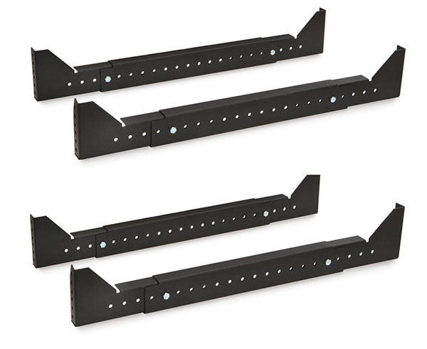 Set of four black metal brackets for network rack conversion