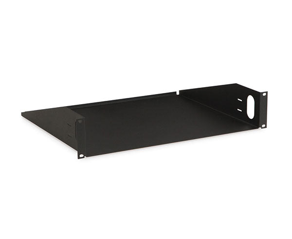 Black 2U Rack Shelf designed for computer equipment