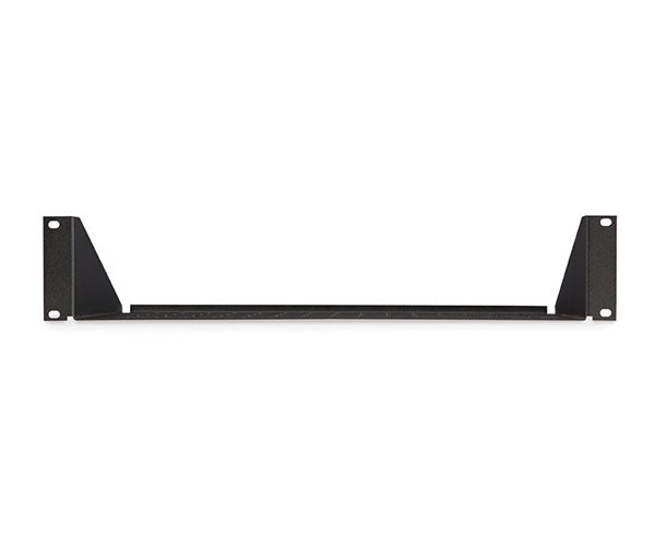 Detail of the metal support lip on the 2U vented rack shelf