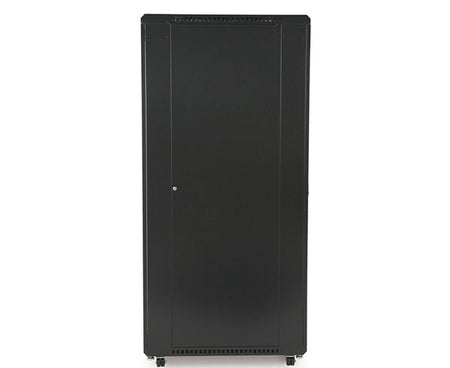 Side perspective of the 42U LINIER server cabinet on casters