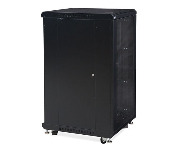 Durable 22U LINIER metal server cabinet on wheels