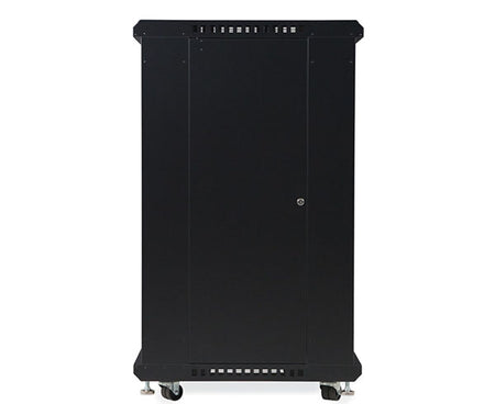 22U LINIER server cabinet featuring glass door and mobility casters
