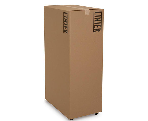 Cardboard packaging labeled with "LINIER" for the 37U server cabinet
