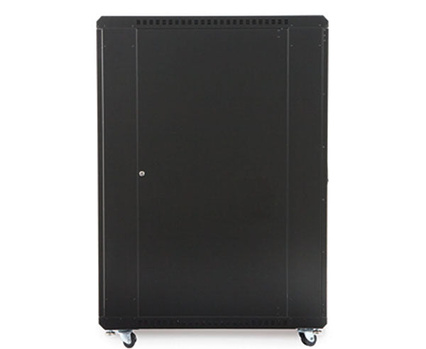 Alternate angle of the 27U LINIER Server Cabinet on wheels with a white background for clarity