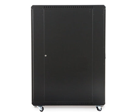 Alternate angle of the 27U LINIER Server Cabinet on wheels with a white background for clarity