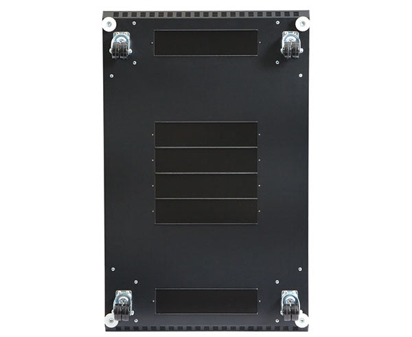 Bottom view of the 37U LINIER server enclosure showing cable management panels