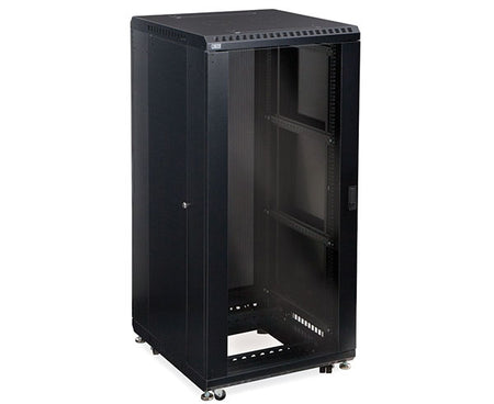 27U LINIER server rack with wheels and adjustable mounting rails