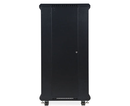 27U LINIER server cabinet with solid doors and mobility casters