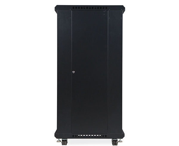 27U LINIER metal server cabinet with solid side panels and wheels