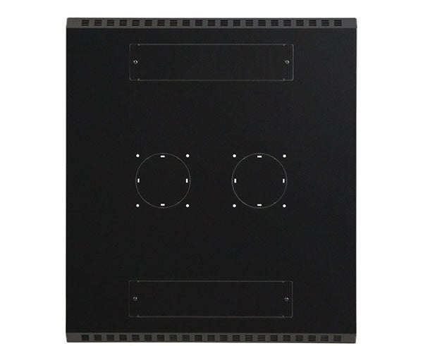 Detail of the cable management features on the back panel of the 37U LINIER server cabinet