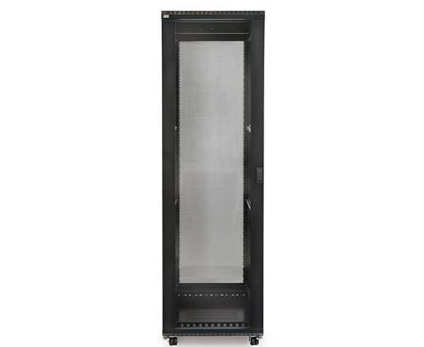 42U LINIER server cabinet featuring a transparent glass door