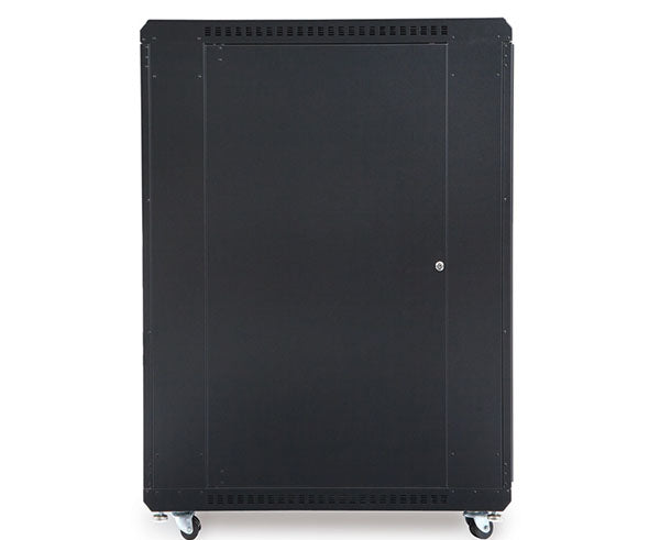 22U LINIER server cabinet with casters isolated on a white background