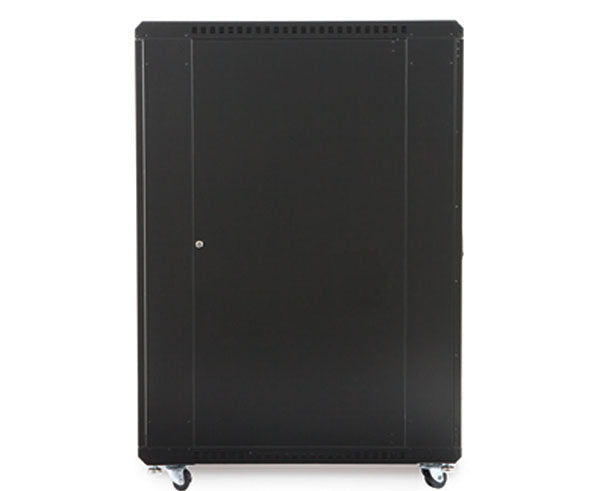 27U LINIER server cabinet on casters against a white backdrop