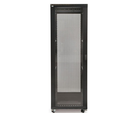 Front view of the 37U LINIER server cabinet showcasing the glass door