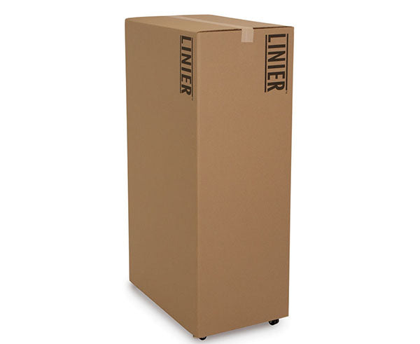 Packaging of the 37U LINIER server cabinet on a white background