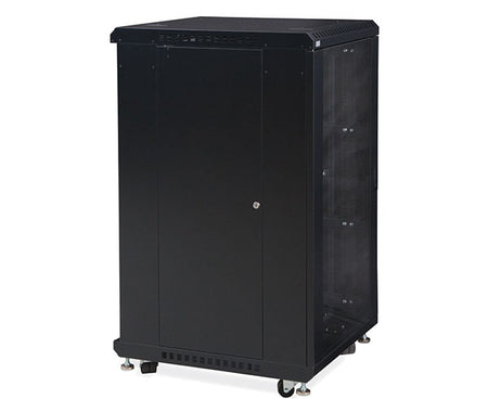 22U LINIER server cabinet on wheels with a solid side panel