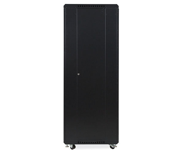 Side view of the 37U LINIER® Server Cabinet with wheels and locking mechanism