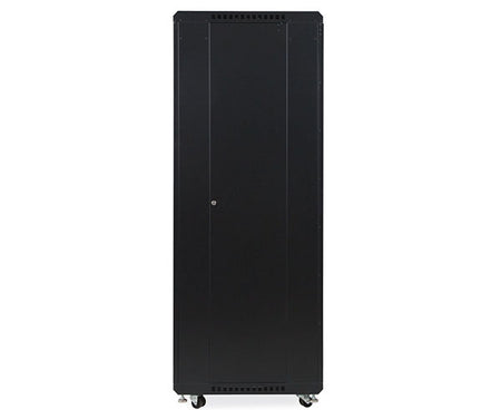 Side view of the 37U LINIER® Server Cabinet with wheels and locking mechanism