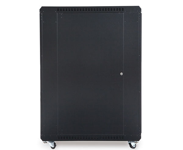 Side view of the 22U LINIER Server Cabinet highlighting its mobility with wheels