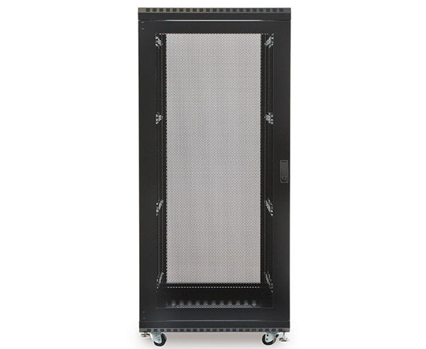 27U LINIER server cabinet featuring a vented front door and mobility casters