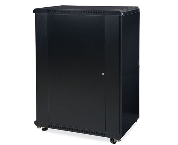 27U LINIER server cabinet with solid doors and caster wheels