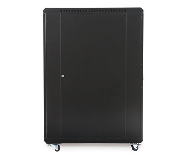27U LINIER server cabinet on casters against a white backdrop
