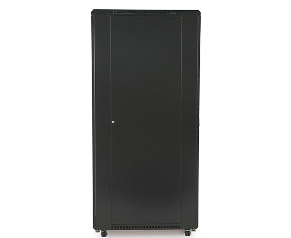 Side view of the 42U LINIER server cabinet with solid side panel and wheels