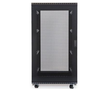 Front view of a 22U LINIER server cabinet with vented door