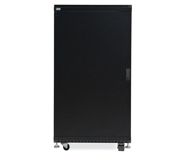 22U LINIER server cabinet on casters against a white backdrop