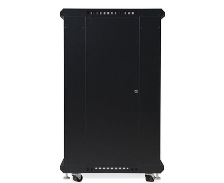 Perspective view of the 22U LINIER server cabinet showing solid side panel