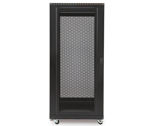 27U LINIER® Server Cabinet against a white backdrop highlighting the black finish