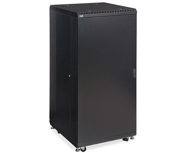 27U LINIER® Server Cabinet on casters with solid door, 24-inch depth