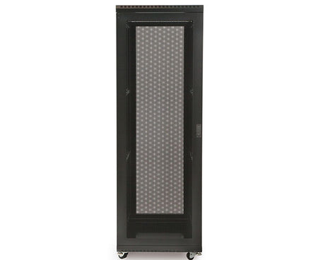 A 37U LINIER server cabinet featuring vented doors for improved airflow
