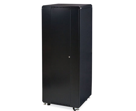 A 37U LINIER server cabinet with solid doors closed
