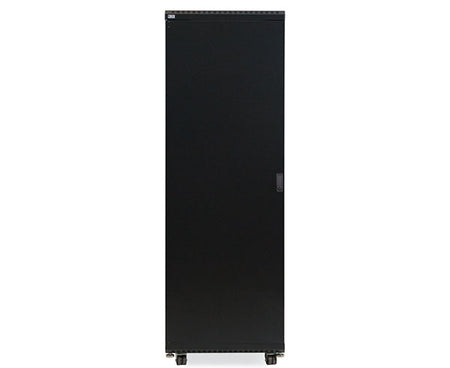 Front view of a 37U LINIER server cabinet with a lockable door