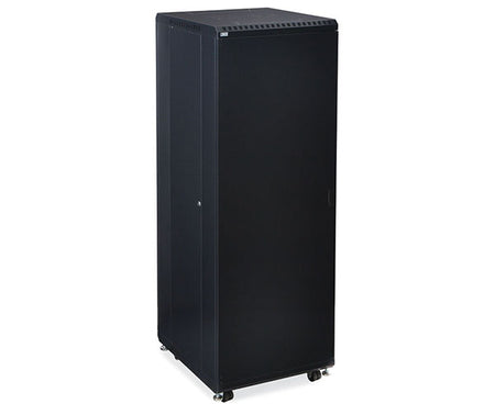 A 37U LINIER server cabinet on casters for easy mobility