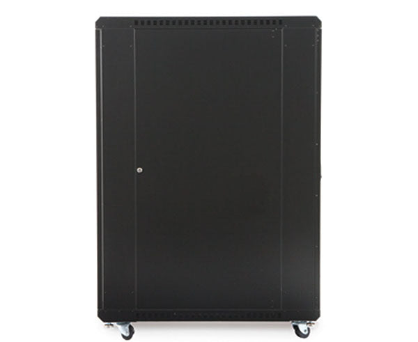 27U LINIER server cabinet on casters against a white backdrop
