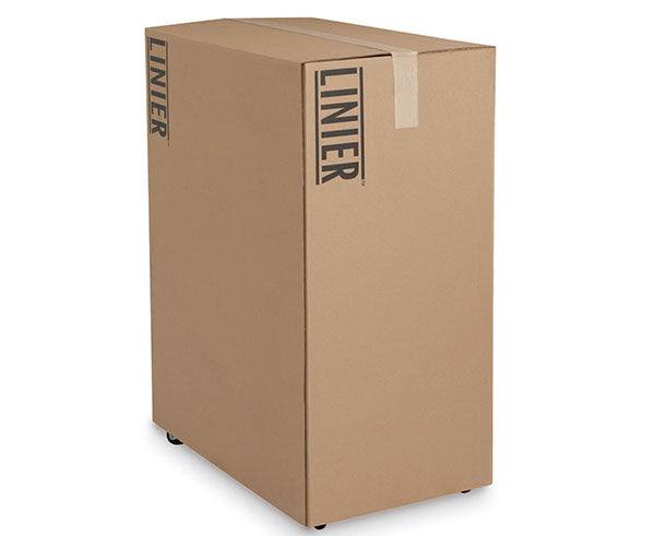 Cardboard packaging with the label 'LINIER' for a server cabinet
