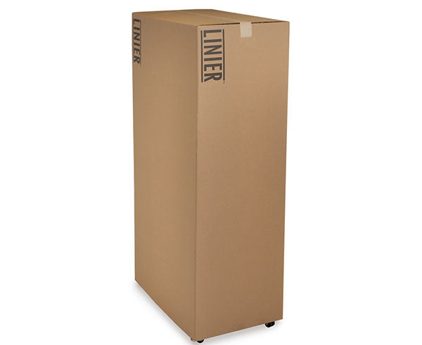 Packaging box for 42U LINIER server cabinet with branding visible