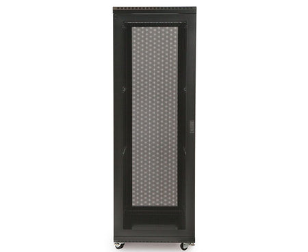 Open view of the 37U LINIER server cabinet with a vented front door