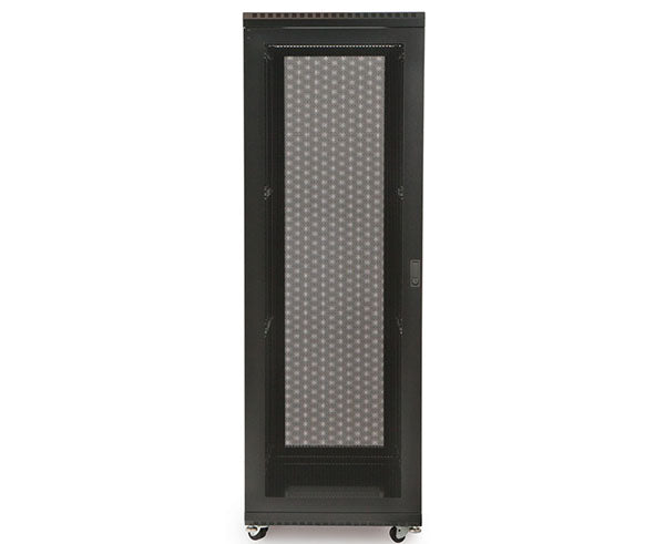 Front view of the 37U LINIER server cabinet featuring a vented mesh door