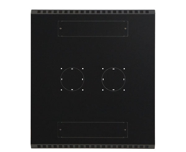 Top view of a 37U LINIER server cabinet with vented doors and cable access holes