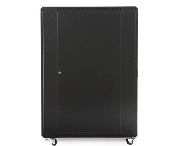 Full view of the 27U LINIER Server Cabinet on casters