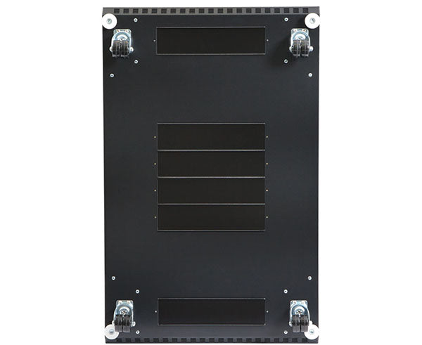 Bottom panel of the 37U LINIER server cabinet showing cable access points