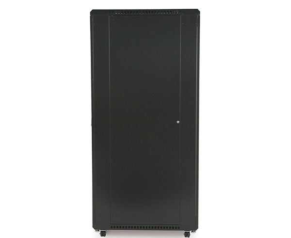 Close-up of the 42U LINIER Server Cabinet's lock and handle mechanism on the side panel