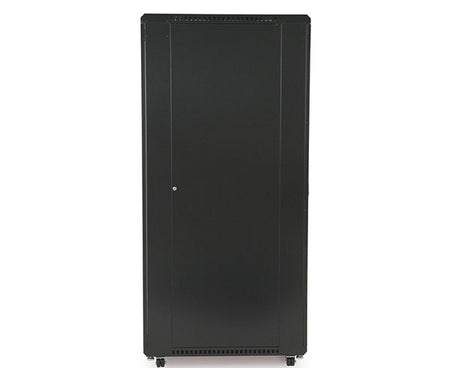 Perspective view of the 42U LINIER Server Cabinet highlighting its mobility with caster wheels