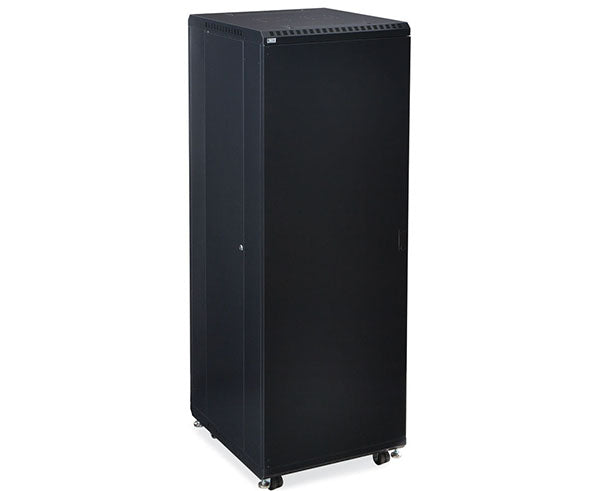 Close-up of the caster wheels on the 37U LINIER® Server Cabinet for easy maneuverability
