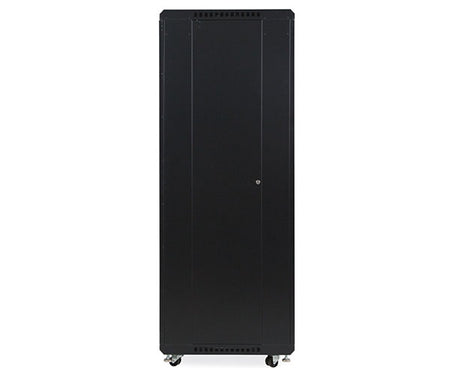 Side view of the 37U LINIER® Server Cabinet with solid doors and locking mechanism