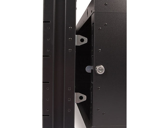 6U LINIER® Swing-Out Wall Mount Cabinet with the door ajar