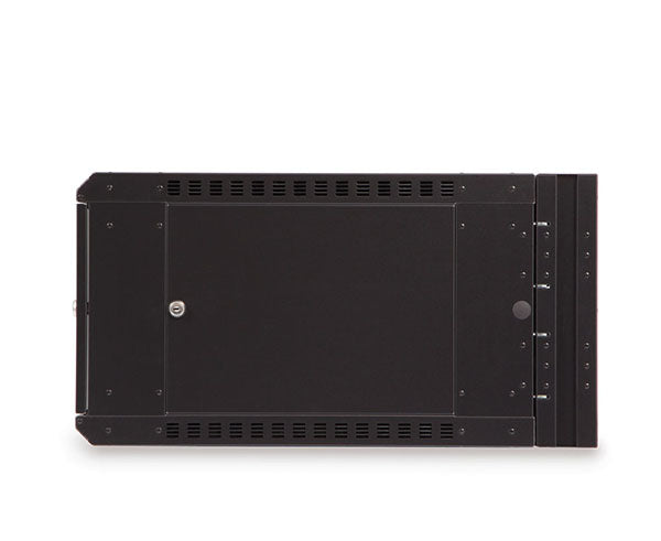 side view of the 6U LINIER® Swing-Out Wall Mount Cabinet with a solid panel